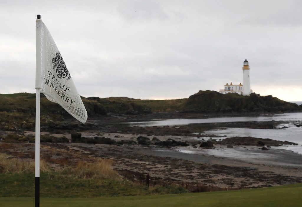 The light house is seen on the golf course at Trump Turnberry Scotland