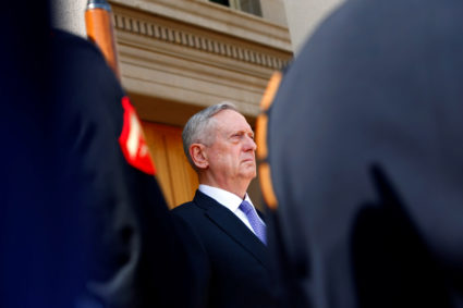 U.S. Defense Secretary James Mattis is seen at the Pentagon in Arlington, VA, U.S. April 13, 2017. REUTERS/Eric Thayer - RC16885F4D20
