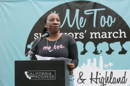 BEVERLY HILLS, CA - NOVEMBER 12: Tarana Burke attends Take Back The Workplace March and #MeToo Survivors March &amp; Rally at Producers Guild of America on November 12, 2017 in Beverly Hills, California. (Photo by Gabriel Olsen/WireImage)