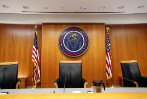Federal Communications Commission (FCC) hearing room is seen in Washington February 26, 2015. The FCC is expected Thursday to approve Chairman Tom Wheeler's proposed "net neutrality" rules, regulating broadband providers more heavily than in the past and restricting their power to control download speeds on the web. REUTERS/Yuri Gripas (UNITED STATES - Tags: POLITICS SCIENCE TECHNOLOGY BUSINESS TELECOMS) - GM1EB2R00OU01