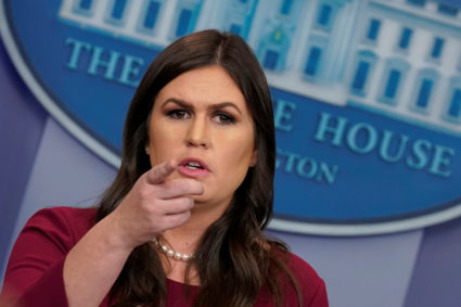 File photo of White House press secretary Sarah Huckabee Sanders by Yuri Gripas/Reuters