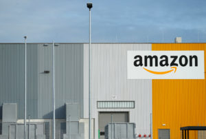 A view of the new Amazon logistic center with the company's logo in Dortmund, Germany. Photo by Thilo Schmuelgen/Reuters