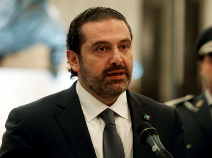 Saad Hariri, who suspended his decision to resign as prime minister, speaks at the presidential palace in Baabda, Lebanon on Nov. 22. Photo by Aziz Taher/Reuters