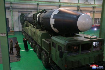 North Korean leader Kim Jong Un inspects the intercontinental ballistic missile Hwasong-15 in this undated photo released by North Korea's Korean Central News Agency in Pyongyang on Nov. 30. Handout photo by KCNA via Reuters
