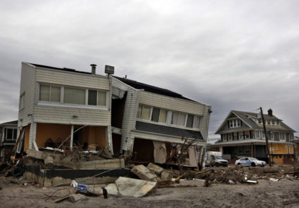 The remains of houses destroyed during Hurricane Sandy are seen in the Rockaways area of New York's borough of Queens, January 14, 2013. Congress is set to take up the Sandy Recovery Improvement Act, which would expedite the payment of disaster relief funds this week. Brendan McDermid/REUTERS