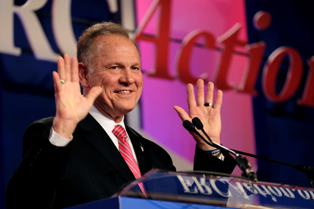 Former Alabama Supreme Court Chief Justice Roy Moore speaks at the Values Voter Summit of the Family Research Council in W...