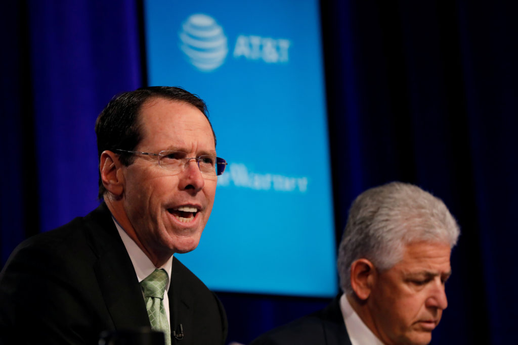 Chief Executive Officer of AT&T Randall Stephenson speaks during a press conference in New York City, New York, U.S. N...