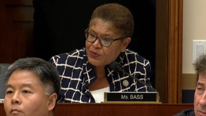 Rep. Karen Bass asks Attorney General Jeff Sessions during a House Judiciary Committee meeting Nov. 14, 2017. Screengrab by PBS NewsHour