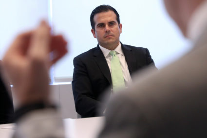 Ricardo Rossello, Governor of Puerto Rico, listens to a question during an interview in New York, U.S., June 29, 2017. REUTERS/Shannon Stapleton - RC124740A940