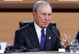 Special envoy to the United Nations for climate change Michael Bloomberg speaks during the Plenary Session of the One Planet Summit at the Seine Musicale event site on the Ile Seguin, in Boulogne-Billancourt, near Paris, France, December 12, 2017. REUTERS/Etienne Laurent/Pool - RC17E6793400