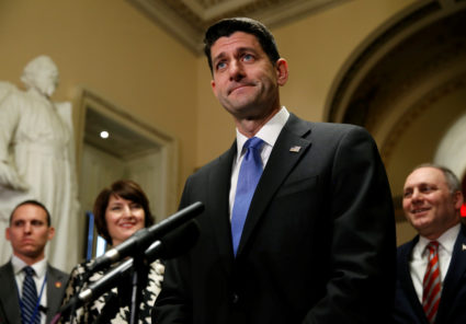 Speaker of the House Paul Ryan (R-WI) speaks after the House of Representatives passed tax reform legislation on Capitol Hill in Washington, U.S., December 19, 2017. REUTERS/Joshua Roberts - RC121D18F800