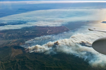 The Thomas Fire from the cockpit of NASA’s high-flying ER-2 aircraft, on Dec. 5, 2017. Photo by Donald “Stu” Broce/Armstrong Flight Research Center