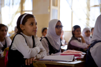 Students at a school in Fallujah, Anbar governorate, in Iraq try to continue their lives after war between security forces and the Islamic State militant group. Photo by Noe Falk Nielsen/NurPhoto via Getty Images