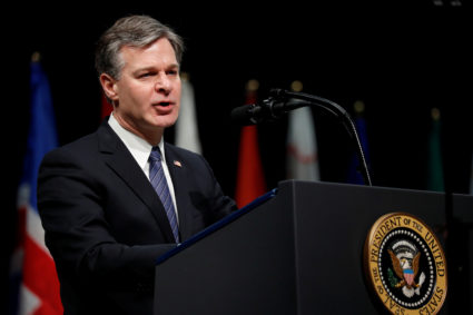 File photo of FBI Director Christopher Wray by Jonathan Ernst/Reuters