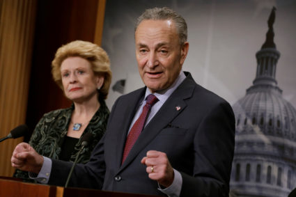 Senate Minority Leader Chuck Schumer (D-New York) speaks about the Children's Health Insurance Program (CHIP) at a news conference on Capitol Hill in Washington, D.C. Photo by Yuri Gripas/Reuters