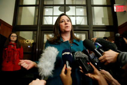 Democrat Shelly Simonds speaks after losing a random drawing by the Virginia Department of Elections to determine the winner of the 94th House of Delegates District Seat after a recount of the Nov. 7 election left the race tied in Richmond, Virginia, U.S., January 4, 2018. REUTERS/Joshua Roberts - RC13D497D400