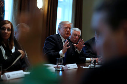 U.S. President Donald Trump holds a bipartisan meeting with legislators on immigration reform at the White House in Washington, U.S. January 9, 2018. REUTERS/Jonathan Ernst - RC1ECEE78750