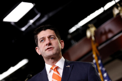 Speaker of the House Paul Ryan (R-Wisc.) speaks during a news conference after a House Republican caucus meeting on Capitol Hill in Washington, D.C. Photo by Joshua Roberts/Reuters