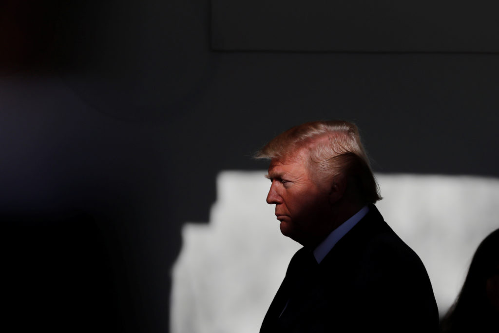 President Donald Trump prepares to address the annual March for Life rally, taking place on the National Mall, from the Wh...