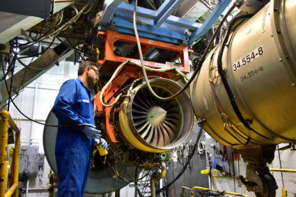 FILE PHOTO: An aircraft engine is being tested at Honeywell Aerospace in Phoenix, Arizona, U.S. on September 6, 2016. REUTERS/Alwyn Scott/File Photo GLOBAL BUSINESS WEEK AHEAD. SEARCH GLOBAL BUSINESS 22 JAN FOR ALL IMAGES - RC122603FEA0