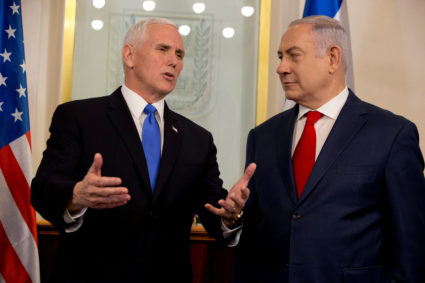 Vice President Mike Pence meets with Israeli Prime Minister Benjamin Netanyahu in Jerusalem on Jan. 22. Photo by Ariel Schalit/Pool via Reuters