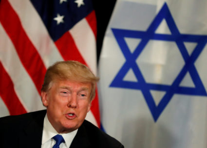 U.S. President Donald Trump meets with Israeli Prime Minister Benjamin Netanyahu (not pictured) during the World Economic Forum (WEF) annual meeting in Davos, Switzerland January 25, 2018 REUTERS/Carlos Barria