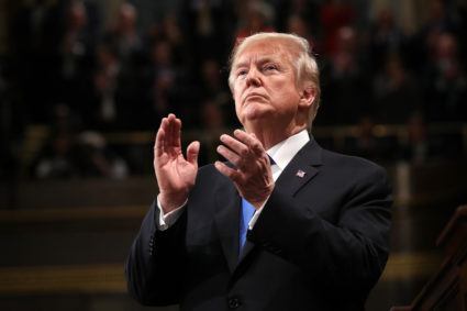 U.S. President Donald Trump delivers his first State of the Union address to a joint session of Congress inside the House Chamber on Capitol Hill in Washington, U.S., January 30, 2018. REUTERS/Win McNamee/Pool - HP1EE1V08HYWN