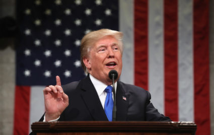 WASHINGTON, DC - JANUARY 30: U.S. President Donald J. Trump delivers the State of the Union address in the chamber of the U.S. House of Representatives January 30, 2018 in Washington, DC. This is the first State of the Union address given by U.S. President Donald Trump and his second joint-session address to Congress. (Photo by Win McNamee/Getty Images)