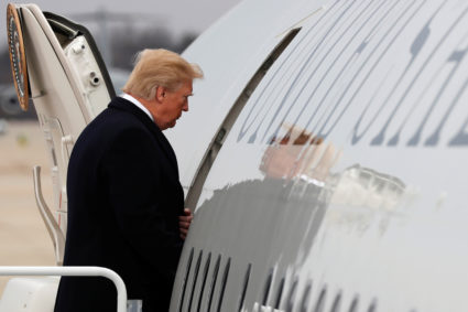 U.S. President Donald Trump boards Air Force One for travel to a Republican congressional retreat in West Virginia from Joint Base Andrews, Maryland, U.S. February 1, 2018. REUTERS/Jonathan Ernst - RC1B18BB5760