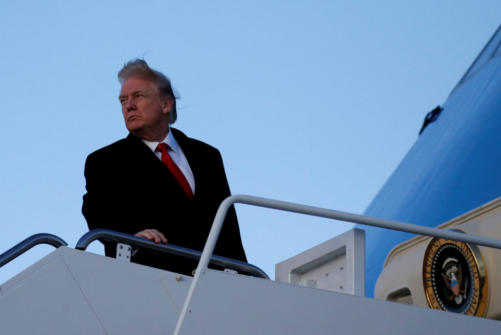 President Trump boards Air Force One for travel to Palm Beach