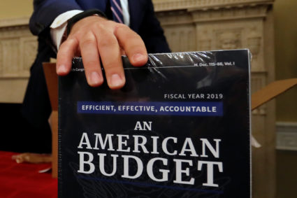Copies of the President Trump's FY 2019 budget proposal are delivered to the House Budget Committee offices on Capitol Hill in Washington, D.C. Photo by Jonathan Ernst/Reuters