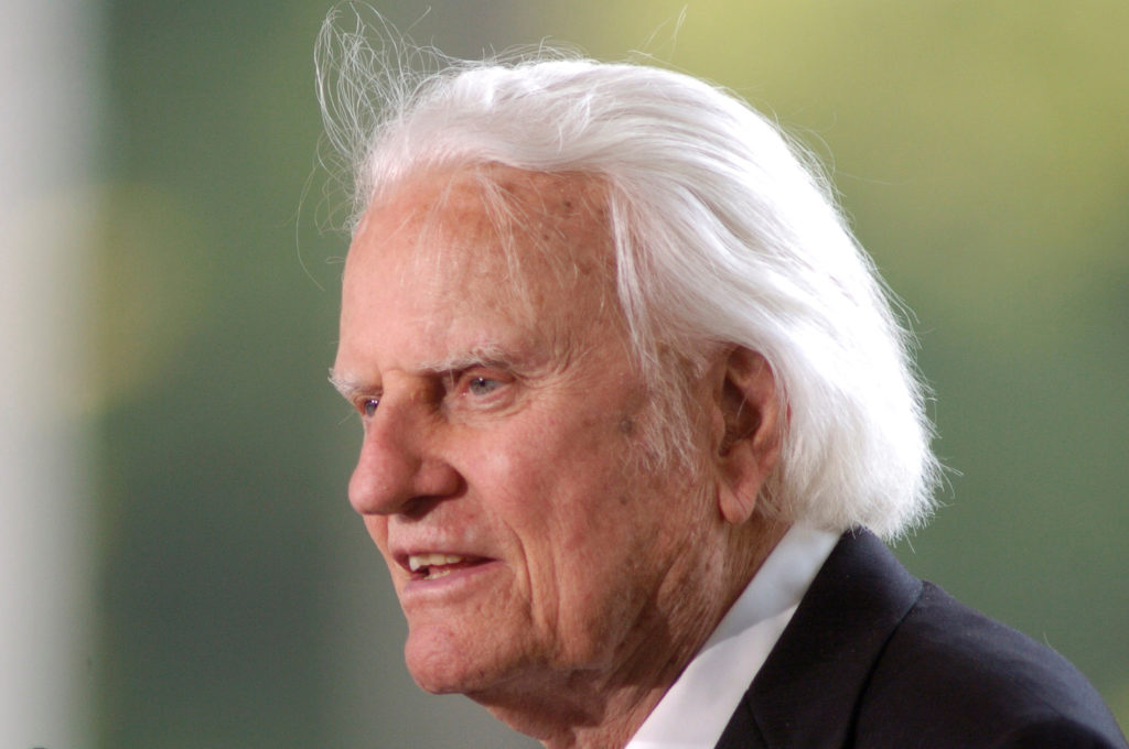 File photo of Evangelist Billy Graham speaking at the dedication of the Billy Graham Library in Charlotte, North Carolina,...