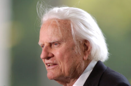 File photo of Evangelist Billy Graham speaking at the dedication of the Billy Graham Library in Charlotte, North Carolina, on May 31, 2007. Photo by Robert Padgett/Reuters