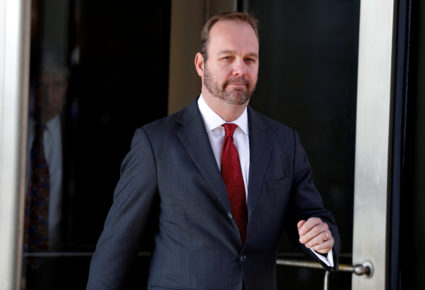 Rick Gates, former campaign aide to President Donald Trump departs after a bond hearing at U.S. District Court in Washington on December 11, 2017. Photo by Joshua Roberts/Reuters