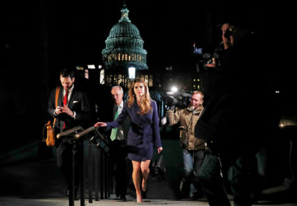 White House Communications Director Hope Hicks leaves after attending the House Intelligence Committee closed door meeting at the U.S. Capitol in Washington, U.S., February 27, 2018. Photo by Leah Millis/REUTERS