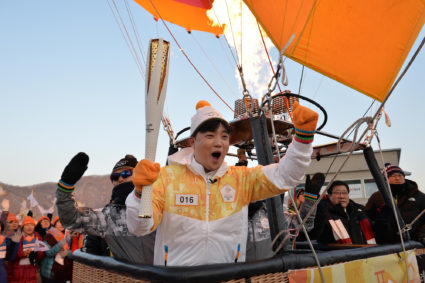 The torch relay for the 2018 Winter Olympics included a hot air balloon ride. Photo courtesy of the International Olympic Committee