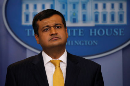 White House Deputy Press Secretary Raj Shah holds the daily briefing at the White House in Washington, U.S. February 22, 2018. REUTERS/Jonathan Ernst - RC19FAF4BE30