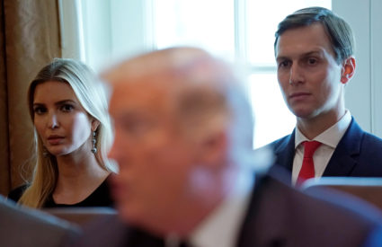 Ivanka Trump and Jared Kushner listen as U.S. President Donald Trump holds a cabinet meeting at the White House in Washington, D.C. Photo by Kevin Lamarque/Reuters