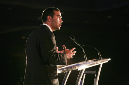 George P. Bush speaks during the 2011 Republican Leadership Conference in New Orleans, Louisiana June 18, 2011. REUTERS/Lee Celano (UNITED STATES - Tags: POLITICS) - GM1E76J0HTA01