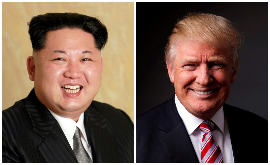 North Korean leader Kim Jong Un (left) and U.S. President Donald Trump. File photo by Korean Central News Agency handout v...