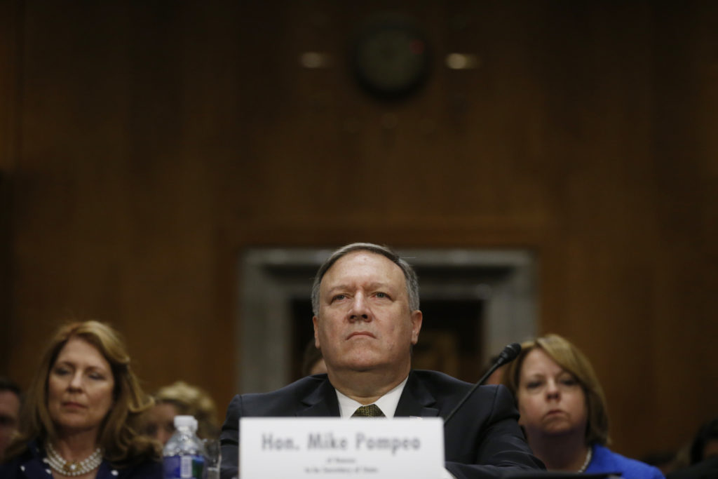 CIA Director Mike Pompeo testifies before a Senate Foreign Relations Committee confirmation hearing on Pompeos nomination...