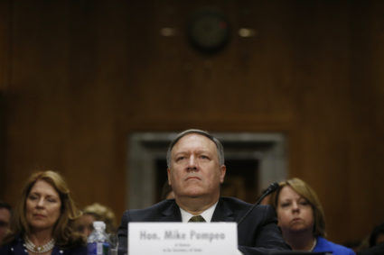 CIA Director Mike Pompeo testifies before a Senate Foreign Relations Committee confirmation hearing on Pompeos nomination to be secretary of state on Capitol Hill in Washington, U.S., April 12, 2018. REUTERS/Leah Millis.