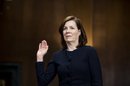 UNITED STATES - APRIL 11: Wendy Vitter, wife of former Sen. David Vitter, is sworn in during her confirmation hearing in the Senate Judiciary Committee to be United States District Judge for the Eastern District of Louisiana on Wednesday, April 11, 2018. (Photo By Bill Clark/CQ Roll Call)