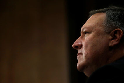 CIA Director Mike Pompeo testifies before a Senate Foreign Relations Committee confirmation hearing on Pompeo's nomination to be secretary of state on Capitol Hill in Washington, D.C. Photo by Leah Millis/Reuters