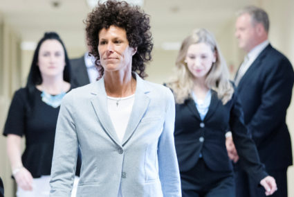 Andrea Constand walks to the courtroom during Bill Cosby's sexual assault trial at the Montgomery County Courthouse in Norristown, Pennsylvania. Photo by Matt Rourke/Reuters