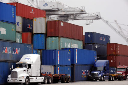 Shipping containers at Pier J at the Port of Long Beach wait for processing in Long Beach, California, April 4, 2018. Photo by Bob Riha Jr./Reuters