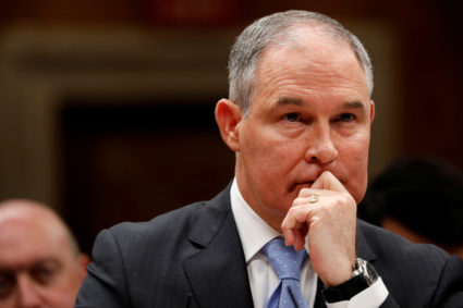 Environmental Protection Agency Administrator (EPA) Scott Pruitt testifies before a Senate Appropriations Subcommittee hearing on Capitol Hill in Washington, U.S., June 27, 2017. Photo By Aaron P. Bernstein/Reuters
