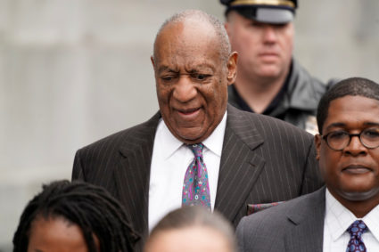 Actor and comedian Bill Cosby departs after the first day of his sexual assault retrial at the Montgomery County Courthouse in Norristown, Pennsylvania, U.S., April 9, 2018. REUTERS/Jessica Kourkounis - RC161D91E040