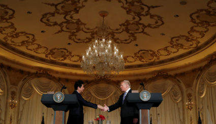 Trump strikes optimistic tone on North Korea, thanks Japan's Abe for his role