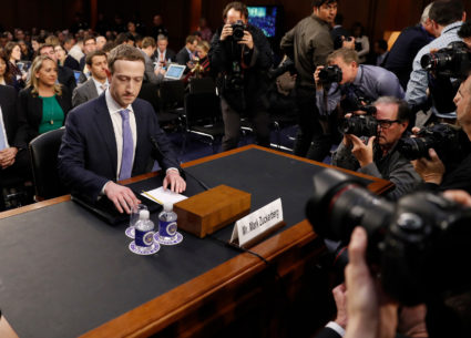 Facebook CEO Mark Zuckerberg arrives to testify before a Senate Judiciary and Commerce Committees joint hearing regarding the companys use and protection of user data on Capitol Hill in Washington, U.S., April 10, 2018. REUTERS/Aaron P. Bernstein - HP1EE4A1GGH5C